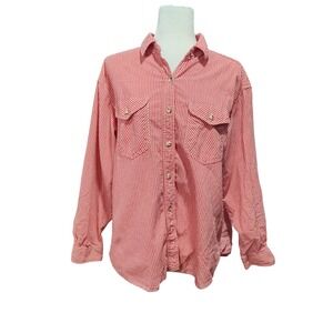 Vintage OshKosh Red Gingham Check Shirt Top Button Down Women Plus Size 18
